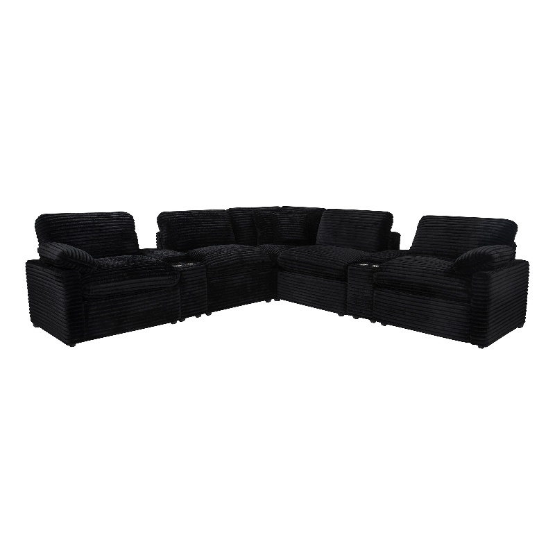 Coaster Collins 7-piece Fabric Modular Power Reclining Sectional in Black