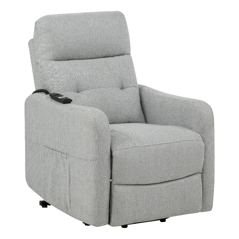 Coaster Dayes Upholstered Fabric Power Lift Recliner Chair in Light Gray