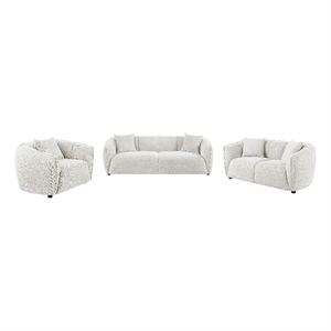 Coaster Aleisha Contemporary 3-piece Fabric Upholstered Sofa Set in Ivory
