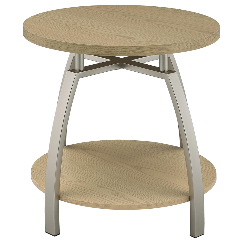 Coaster Dacre Round Engineered Wood Top Side End Table in Brown