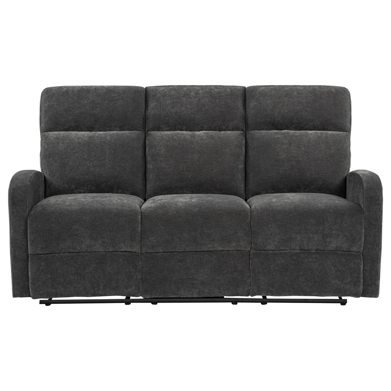 Coaster Hamilton Chenille Upholstered Manual Reclining Sofa in Charcoal Gray