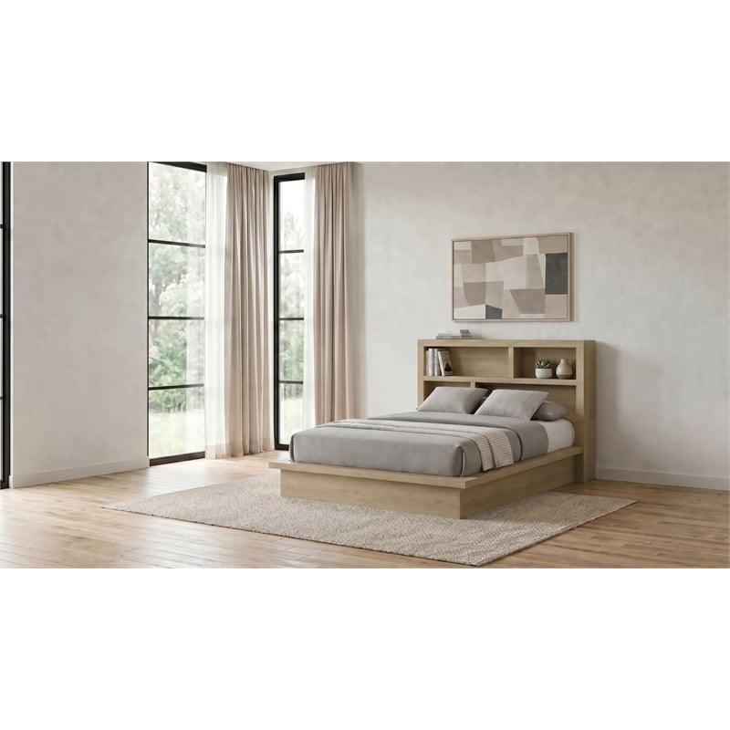 Coaster Hendricks Queen Wood Bookcase Platform Bed in Light Oak