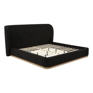 Coaster Blaire Eastern King Upholstered Fabric Wingback Platform Bed in Black