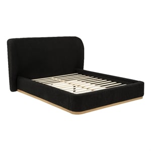 Coaster Blaire Queen Upholstered Fabric Wingback Platform Bed in Black