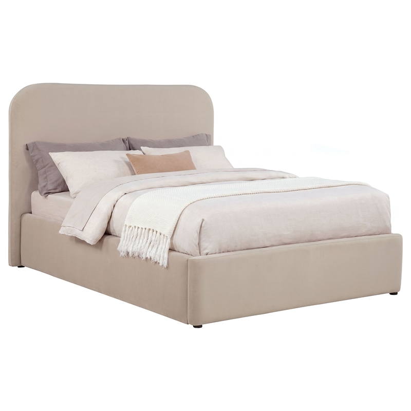Coaster Anders Full Upholstered Fabric Platform Bed in Beige