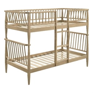 Coaster Abram Windsor Twin over Twin Wood Bunk Bed with Ladder in Almond