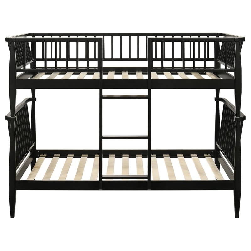 Coaster Abram Windsor Twin over Twin Wood Bunk Bed with Ladder in Black