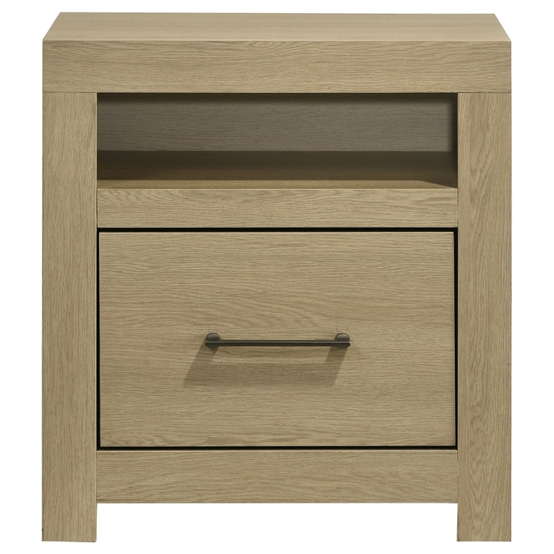 Coaster Hendricks 1-Drawer Wood Nightstand Bedside Table with Cubby in Light Oak