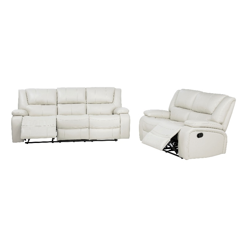 Coaster Camila 2-Piece Faux Leather Upholstered Reclining Sofa Set in White