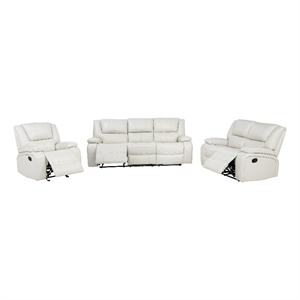 Coaster Camila 3-Piece Faux Leather Upholstered Reclining Sofa Set in White