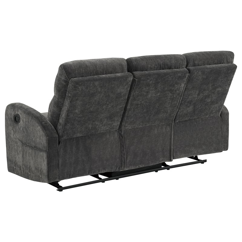 Coaster Hamilton 3-Piece Chenille Manual Reclining Sofa Set in Charcoal Gray
