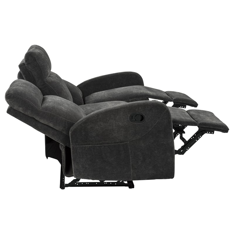 Coaster Hamilton 3-Piece Chenille Manual Reclining Sofa Set in Charcoal Gray