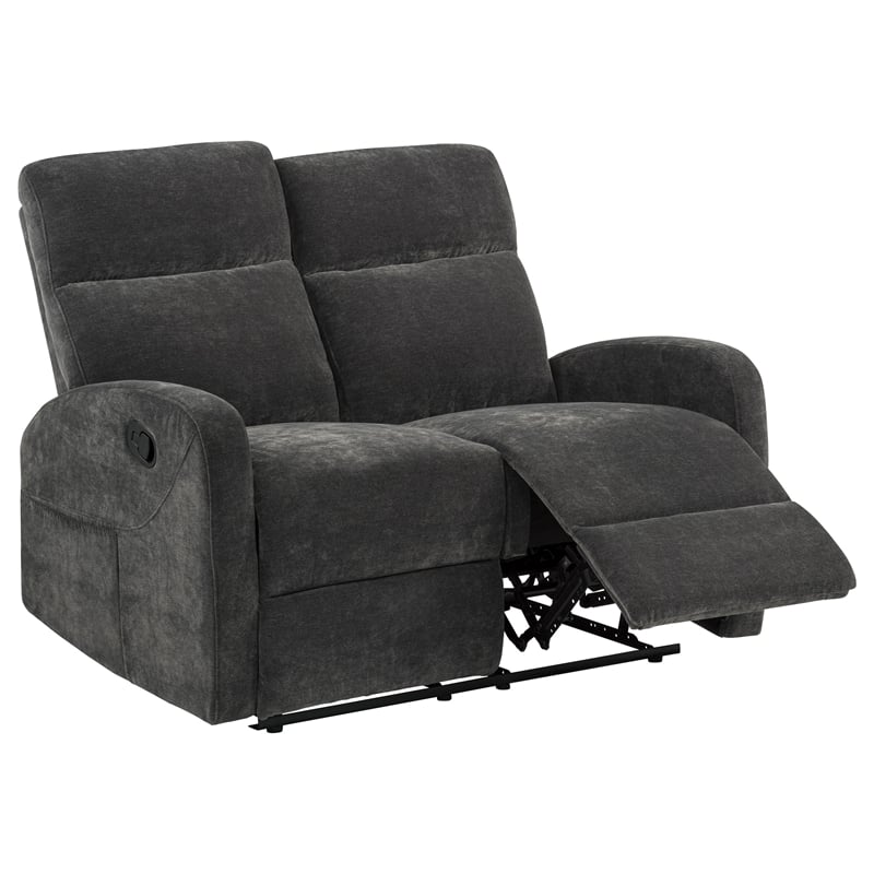 Coaster Hamilton 3-Piece Chenille Manual Reclining Sofa Set in Charcoal Gray