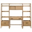 Coaster Fabian 4-Piece Wood Desk and Bookshelf Set in Distressed Light Brown