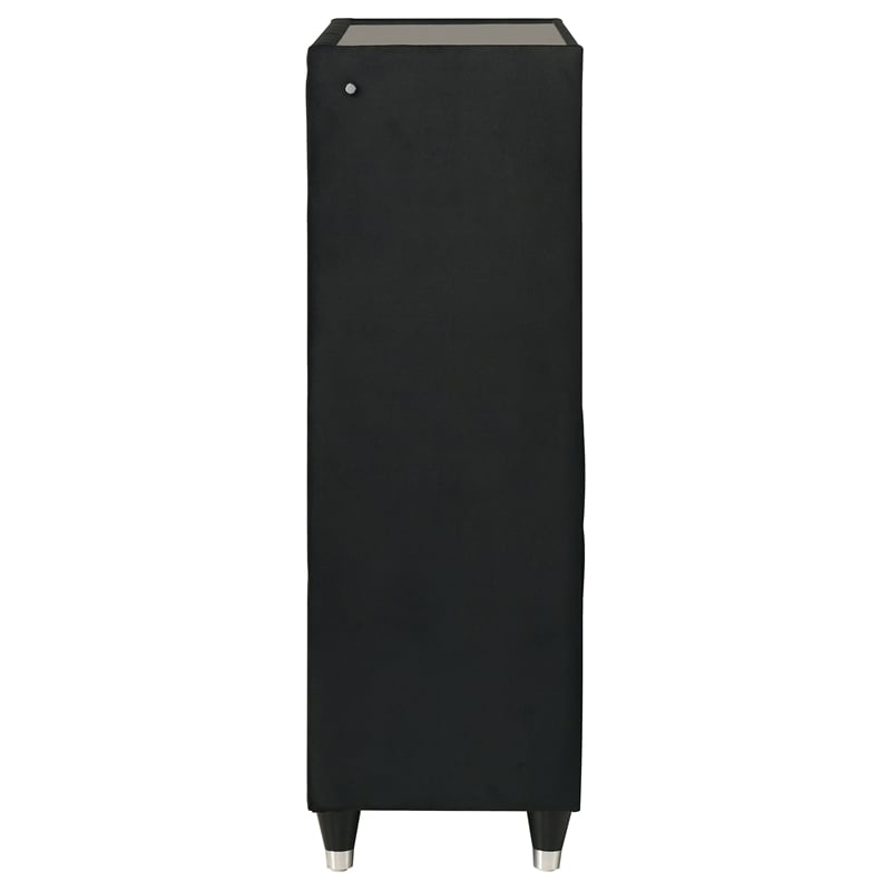 Coaster Ravenne 5-Drawer Velvet Upholstered LED Chest of Drawers in Black