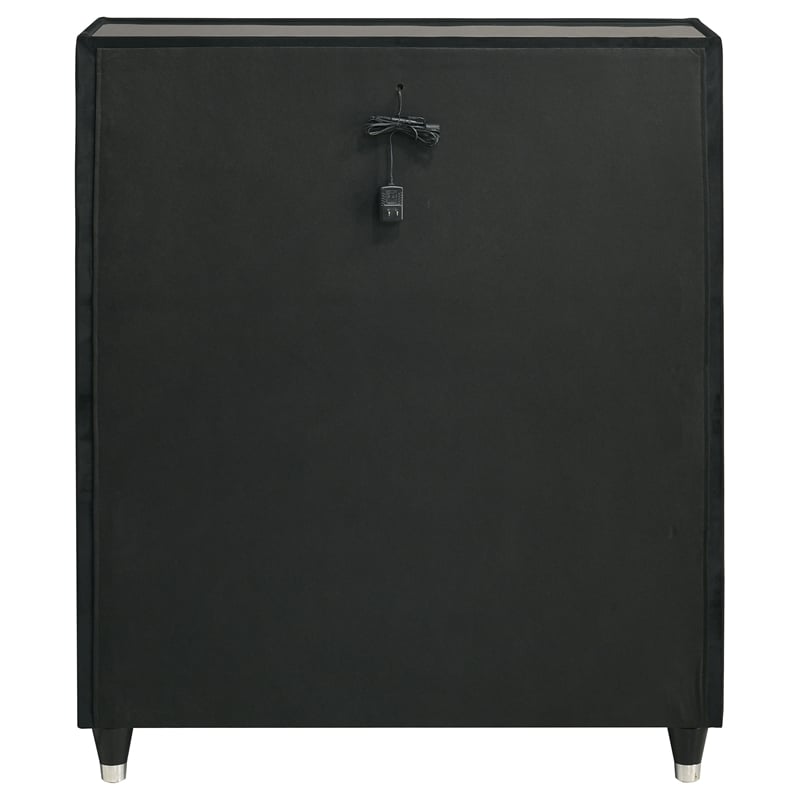 Coaster Ravenne 5-Drawer Velvet Upholstered LED Chest of Drawers in Black