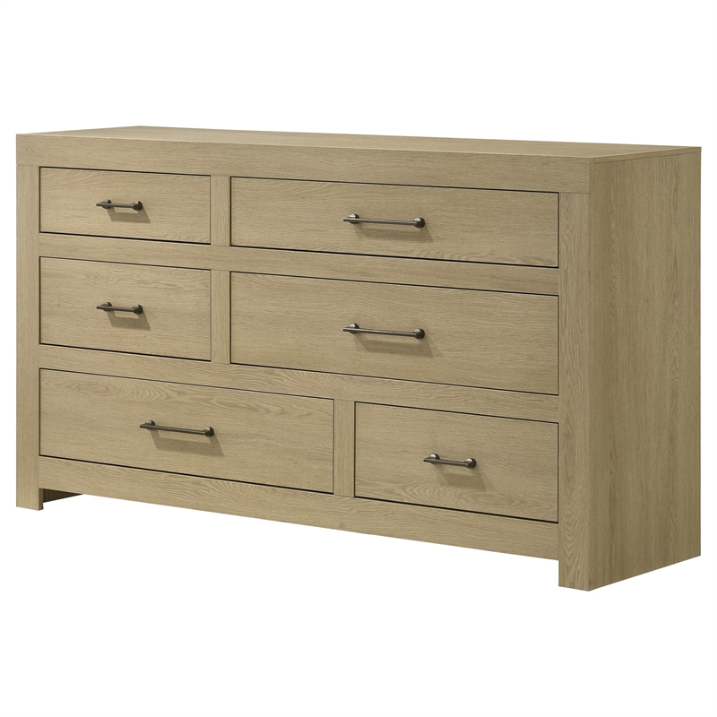 Coaster Hendricks 6-Drawer Transitional Wood Dresser Cabinet in Light Oak