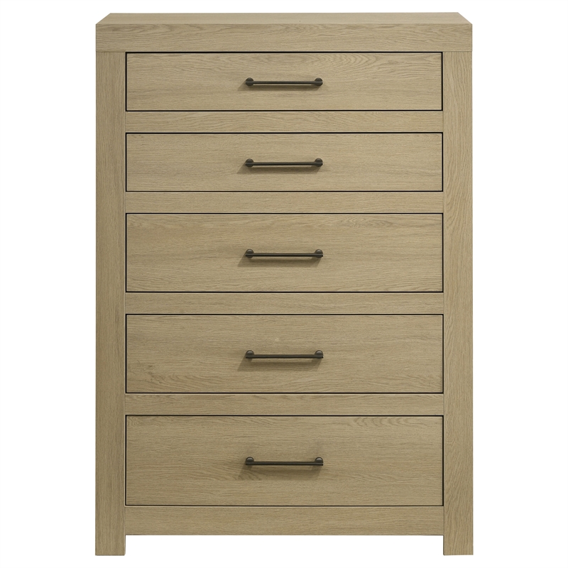 Coaster Hendricks 5-Drawer Transitional Wood Chest of Drawers in Light Oak