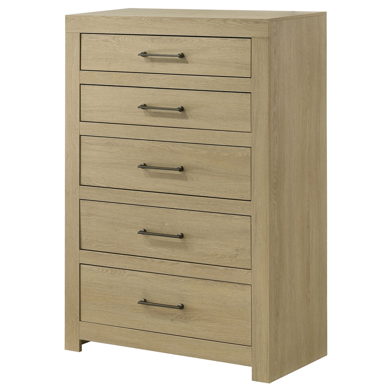 Coaster Hendricks 5-Drawer Transitional Wood Chest of Drawers in Light Oak