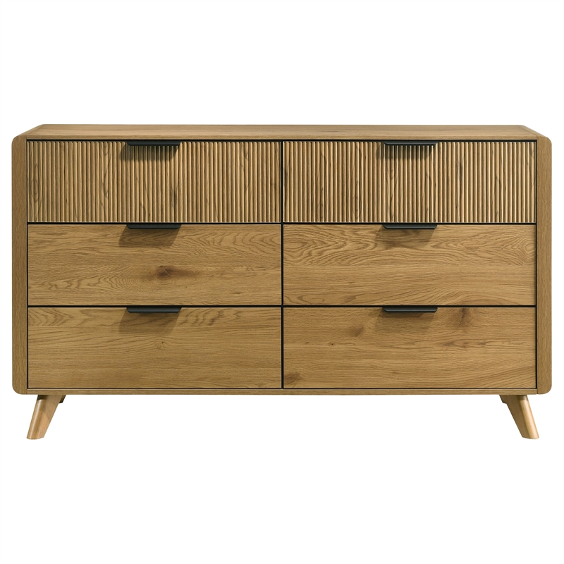 Coaster Bennett 6-Drawer Mid-Century Wood Dresser Cabinet in Light Oak