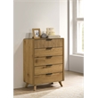 Coaster Bennett 5-Drawer Mid-Century Wood Chest of Drawers in Light Oak