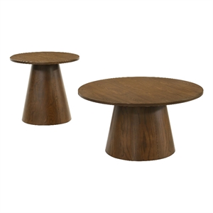 Coaster Franklin 2-Piece Round Wood Coffee Table Set in Dark Brown