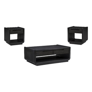 Coaster Leandro 3-Piece Wood Coffee and End Table Set in Burnished Black