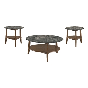 Coaster Bradley 3-Piece Round Wood Coffee Table Set in Smokey Gray/Brown