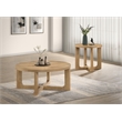 Coaster Kessler 2-Piece Round Sculptural Wood Coffee Table Set in Light Oak