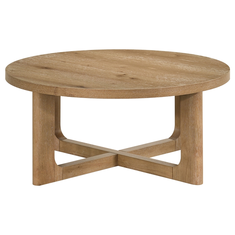 Coaster Kessler 2-Piece Round Sculptural Wood Coffee Table Set in Light Oak