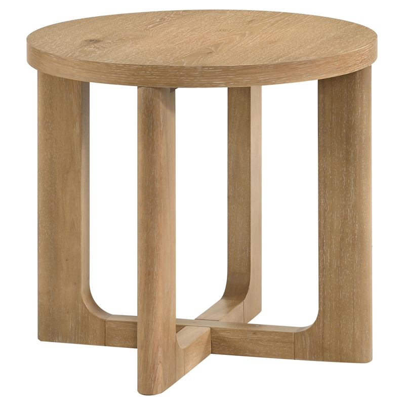 Coaster Kessler 3-Piece Round Sculptural Wood Coffee Table Set in Light Oak