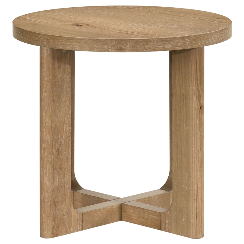 Coaster Kessler 3-Piece Round Sculptural Wood Coffee Table Set in Light Oak
