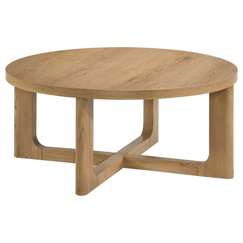 Coaster Kessler 3-Piece Round Sculptural Wood Coffee Table Set in Light Oak