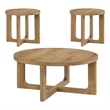 Coaster Kessler 3-Piece Round Sculptural Wood Coffee Table Set in Light Oak