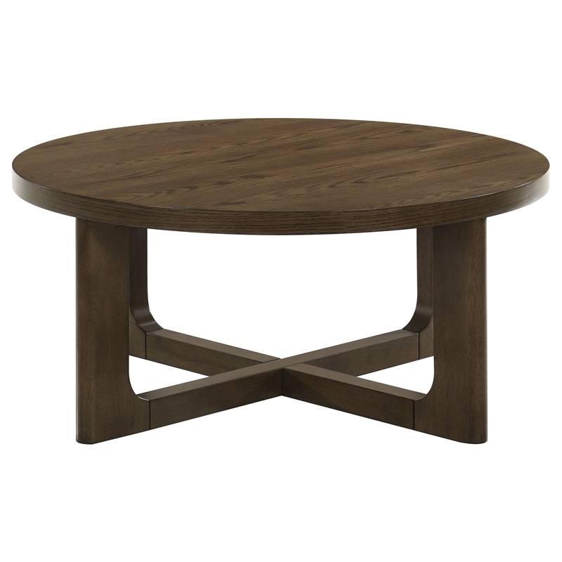 Coaster Kessler 2-Piece Round Sculptural Wood Coffee Table Set in Brown