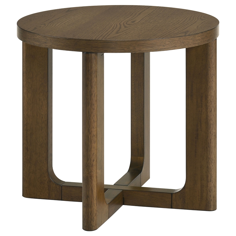 Coaster Kessler 3-Piece Round Sculptural Wood Coffee Table Set in Brown