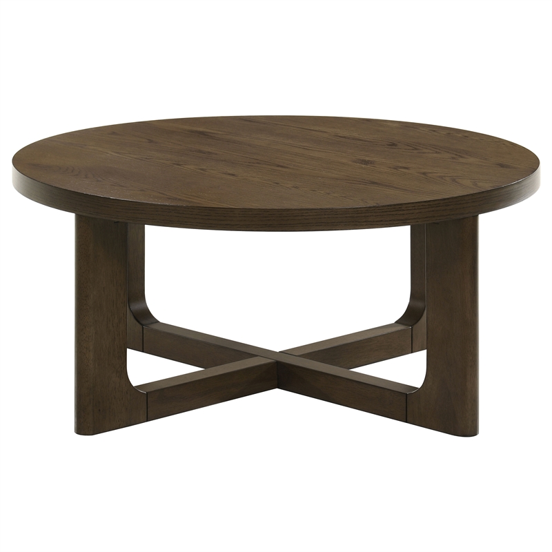 Coaster Kessler 3-Piece Round Sculptural Wood Coffee Table Set in Brown
