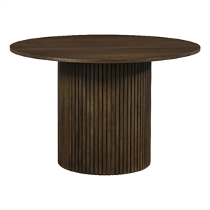 Coaster Hamlyn Round Fluted Transitional Wood Dining Table in Walnut