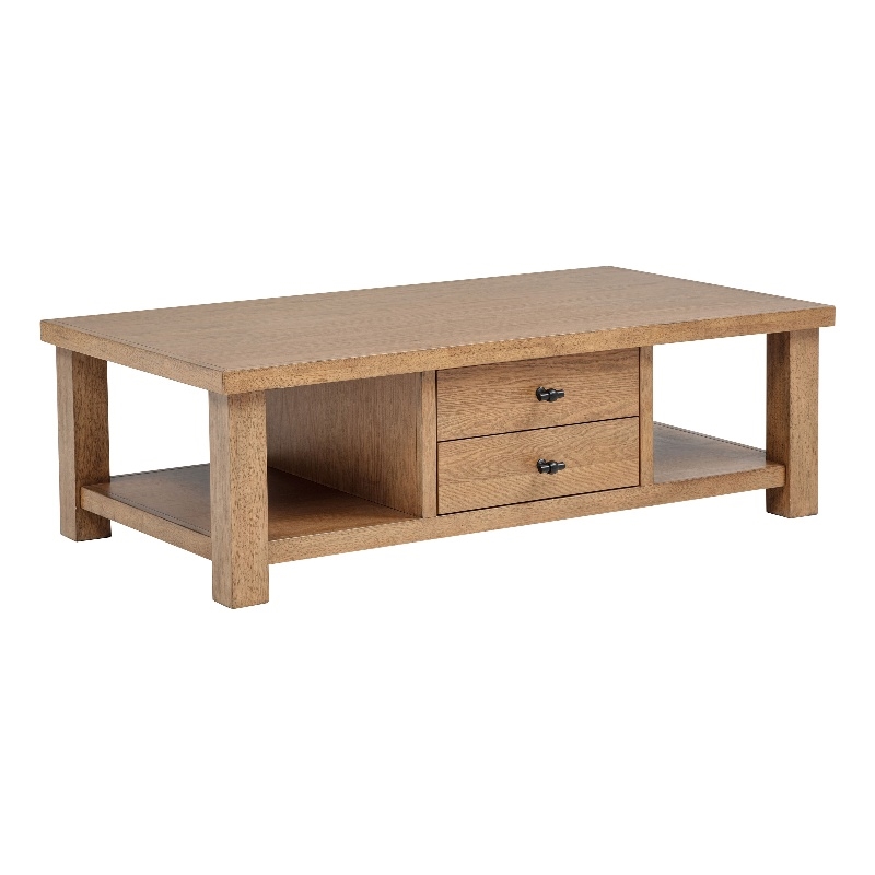 Coaster Beasley 2-Drawer Rectangular Wood Coffee Table in Golden Oak