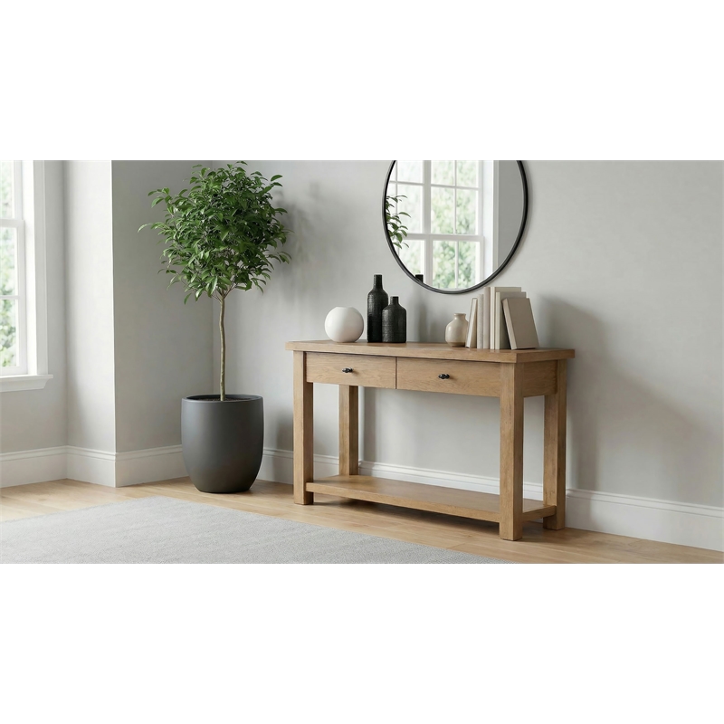 Coaster Beasley 2-Drawer Rectangular Wood Console Table in Golden Oak