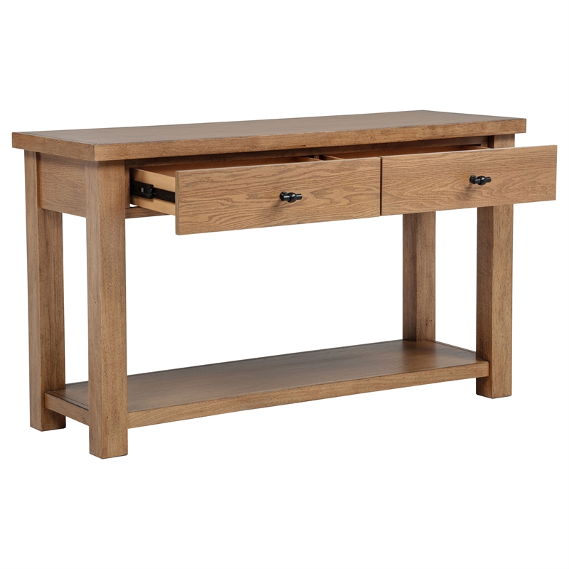 Coaster Beasley 2-Drawer Rectangular Wood Console Table in Golden Oak