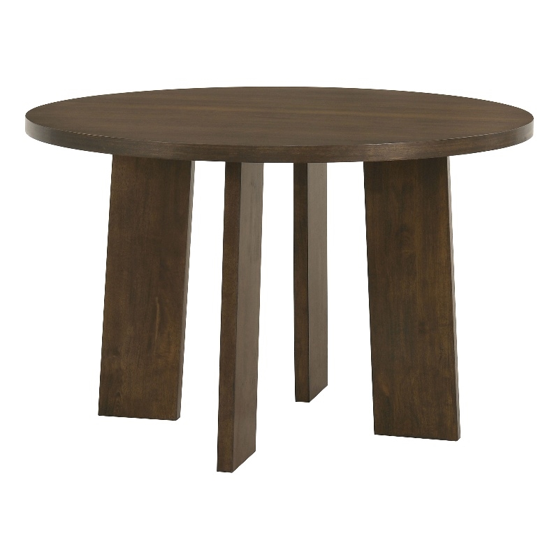 Coaster Strouse Round Transitional Wood Dining Table in Walnut