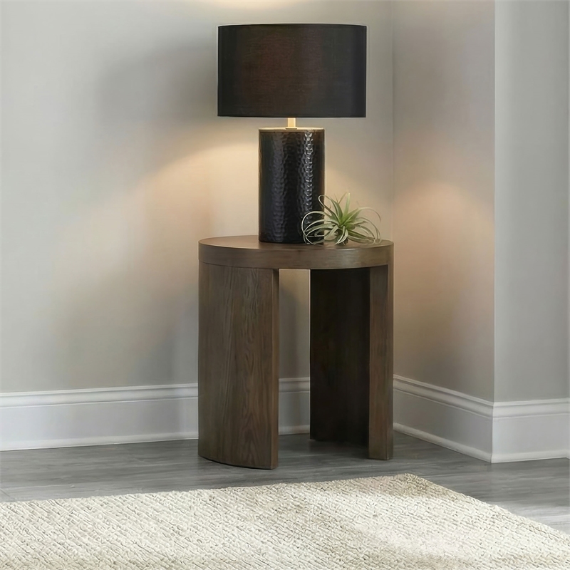 Coaster Sweeney Round Wood Occasional Side End Table in Dark Walnut