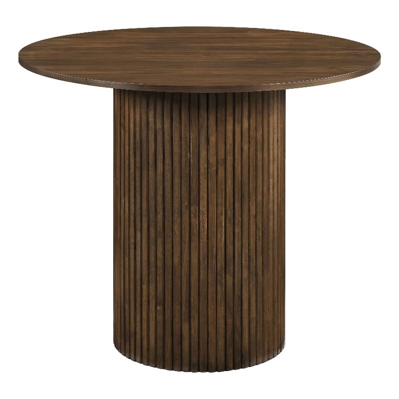 Coaster Hamlyn Round Fluted Wood Counter Height Dining Table in Walnut
