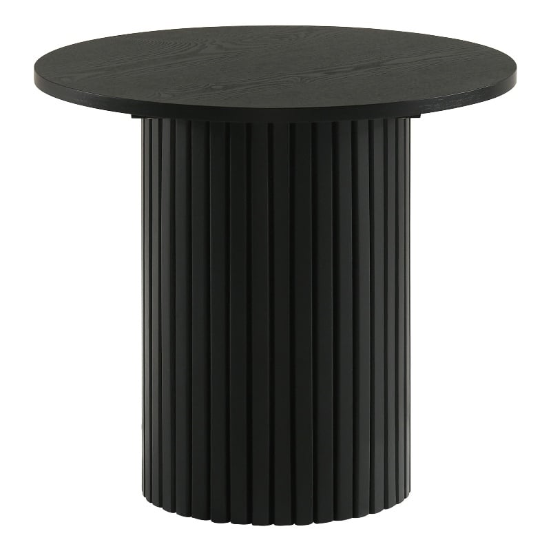 Coaster Hamlyn Round Fluted Wood Occasional Side End Table in Black