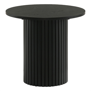 Coaster Hamlyn Round Fluted Wood Occasional Side End Table in Black