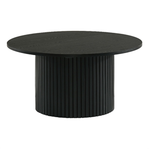 Coaster Hamlyn Round Fluted Wood Occasional Cocktail Coffee Table in Black