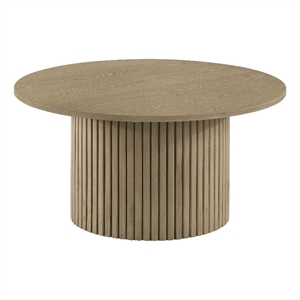 Coaster Hamlyn Round Fluted Wood Occasional Cocktail Coffee Table in Natural Oak