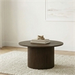 Coaster Hamlyn Round Fluted Wood Occasional Cocktail Coffee Table in Walnut