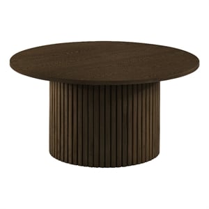 Coaster Hamlyn Round Fluted Wood Occasional Cocktail Coffee Table in Walnut
